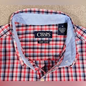 Chaps Men's Blue and Red Print Shirt